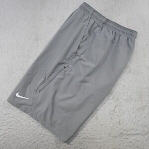 Nike Gym Shorts Mens Size Large 11" Gray Dri Fit Performance Stretch W/ Pockets